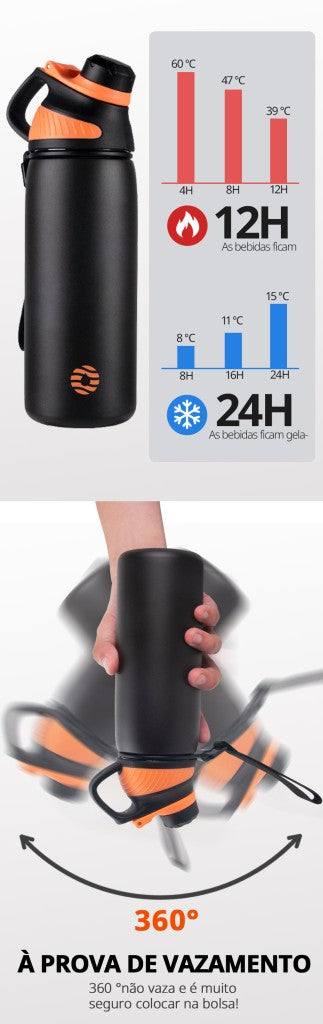 Garrafa Térmica Esportiva 1 Litro com Tampa Magnética – Alta Performance Outdoor