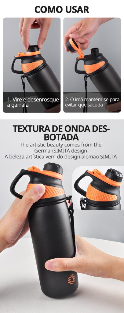 Garrafa Térmica Esportiva 1 Litro com Tampa Magnética – Alta Performance Outdoor