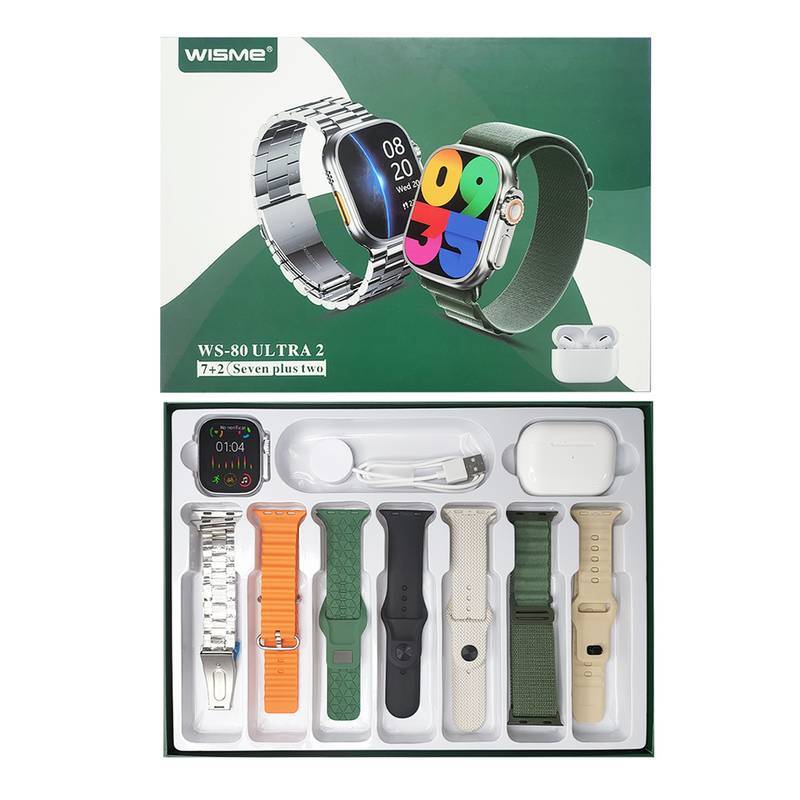 Smartwatch WS 80 Ultra 2 +Fone bluetooth com 7 Pulseiras