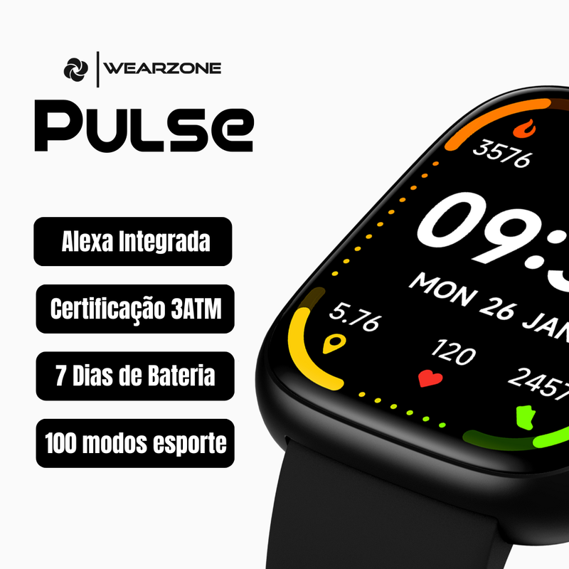 Smartwatch Pulse Wearzone à Prova  D'água  3 ATM, Alexa Integrada, Esportivo