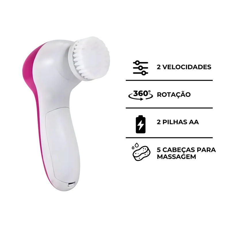 Escova Facial Elétrica 5 em 1 Portátil Esfoliante e Massageadora.
