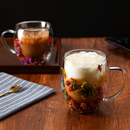 Xícara De Vidro Parede Dupla Com Flor Seca