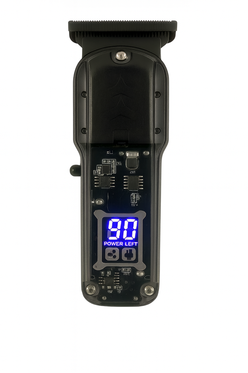 Maquina de Cortar Cabelo Transparente Visor Digital Preto