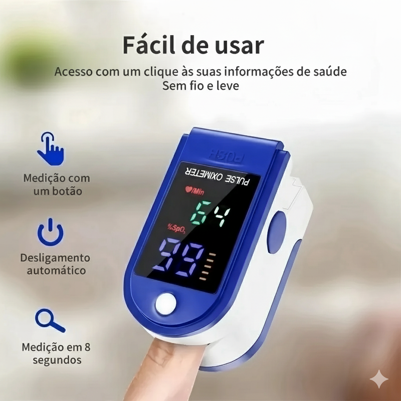Oxímetro Digital de Dedo Medidor de Saturação de Oxigênio.