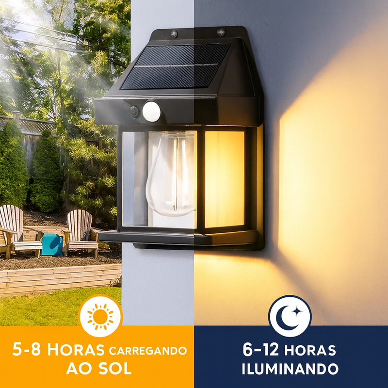Lâmpada de Parede Solar com Sensor.