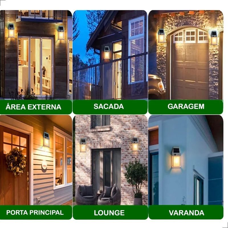 Lâmpada de Parede Solar com Sensor.
