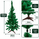 Árvore de Natal Verde 120cm com Base Desmontável 160 galhos