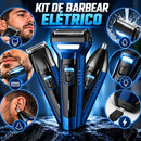 Kit de Barbear Elétrico Multifuncional 3 em 1