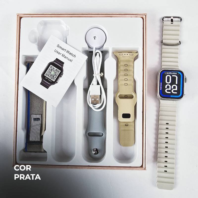 Smartwatch WS26 Ultra 2 Mini 42mm com 4 Pulseiras e Dual Touch