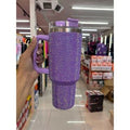 Copo Térmico 1200ml Com Strass Brilhante Com Alça Tampa E Canudo