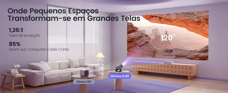 Mini projetor Wimius L1 com suporte a 1080P 300 ANSI Android 11 Wifi Bluetooth