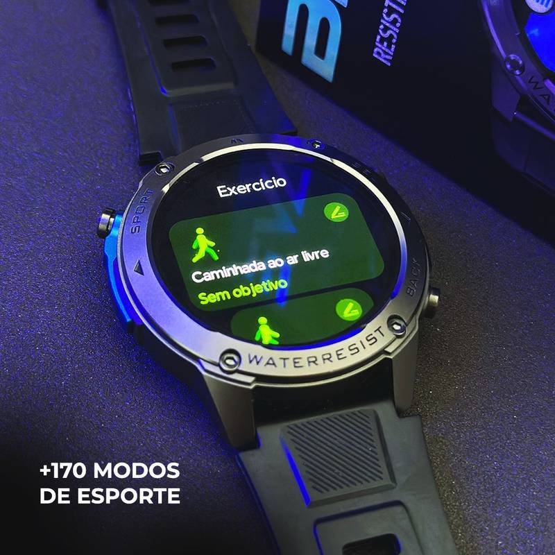 Smartwatch Brave Wearzone – Resistência Militar, GPS Duplo e 170 Modos Esportivos