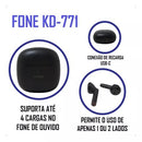 FONE DE OUVIDO BLUETOOTH 5.1 TWS - KAIDI - KD-771 ORIGINAL BRANCO PRETO LILÁS R
