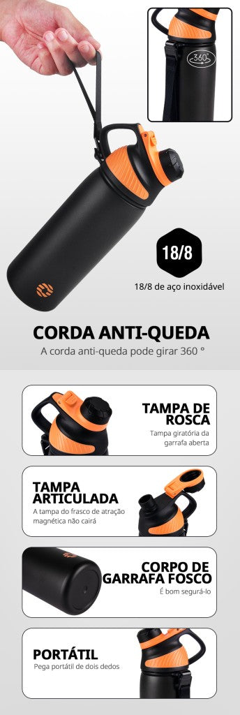 Garrafa Térmica Esportiva 1 Litro com Tampa Magnética – Alta Performance Outdoor