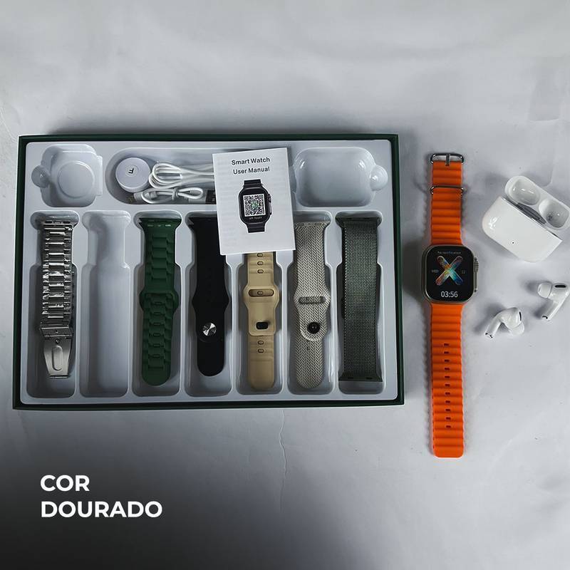Smartwatch WS 80 Ultra 2 +Fone bluetooth com 7 Pulseiras