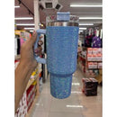Copo Térmico 1200ml Com Strass Brilhante Com Alça Tampa E Canudo