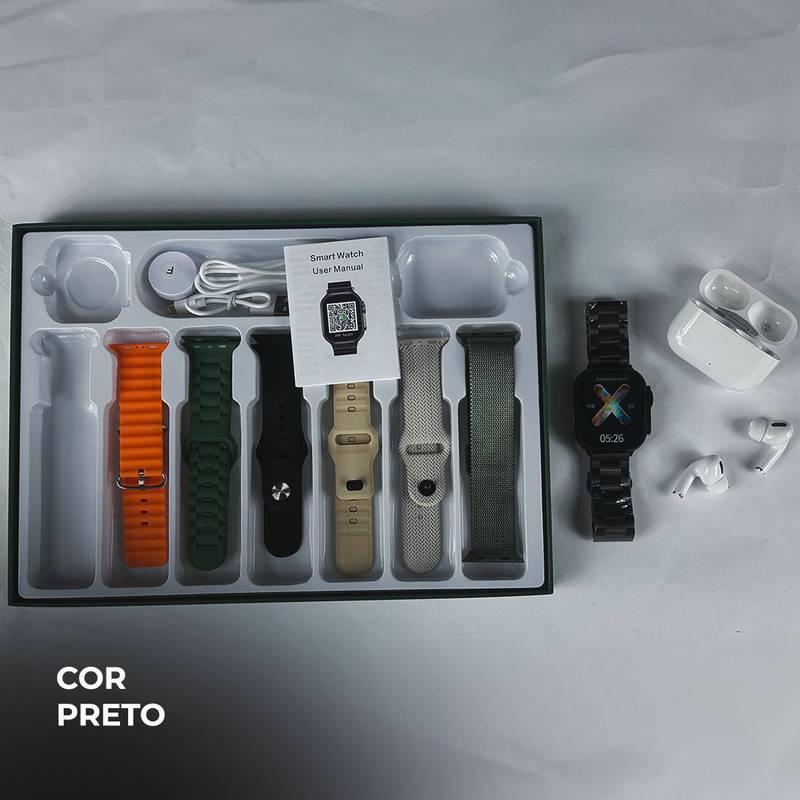 Smartwatch WS 80 Ultra 2 +Fone bluetooth com 7 Pulseiras