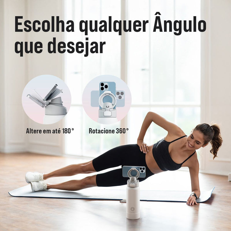 Garrafa Térmica de Aço com Suporte de Telefone Magnético