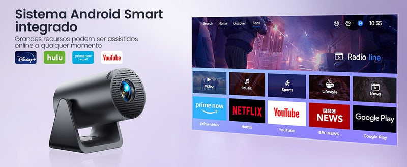 Mini projetor Wimius L1 com suporte a 1080P 300 ANSI Android 11 Wifi Bluetooth
