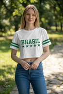 T-Shirt Cropped Estampada Brasil