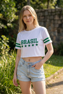 T-Shirt Cropped Estampada Brasil