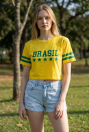 T-Shirt Cropped Estampada Brasil