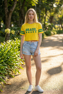 T-Shirt Cropped Estampada Brasil