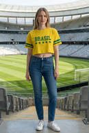 T-Shirt Cropped Estampada Brasil
