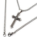 Colar Pingente Cruz Pequena Pai Nosso Aço inox