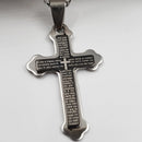 Colar Pingente Cruz Pequena Pai Nosso Aço inox