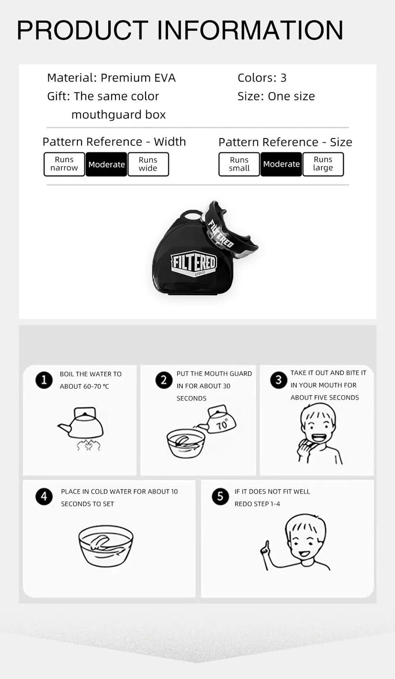 Protetor bucal esportivo filtrado, muay thai, boxe, proteção dos dentes, mma,