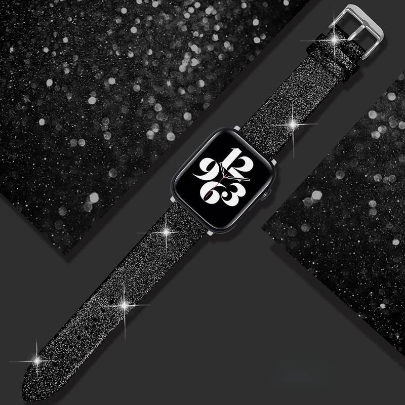 Pulseira Couro C/ Glitter 38mm/40mm/41mm