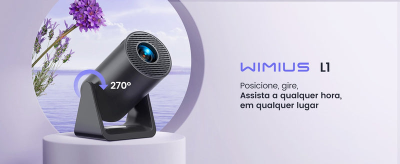 Mini projetor Wimius L1 com suporte a 1080P 300 ANSI Android 11 Wifi Bluetooth