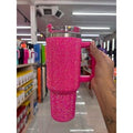 Copo Térmico 1200ml Com Strass Brilhante Com Alça Tampa E Canudo