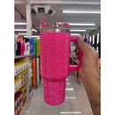 Copo Térmico 1200ml Com Strass Brilhante Com Alça Tampa E Canudo