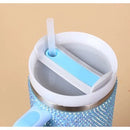 Copo Térmico 1200ml Com Strass Brilhante Com Alça Tampa E Canudo
