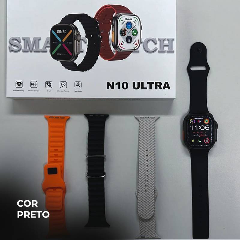 Smartwatch N10 Ultra com 4 Pulseiras