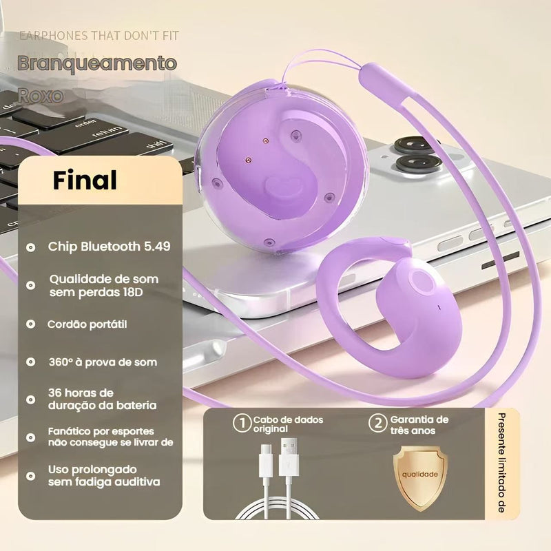 Fone de ouvido Anti-queda TWS Anti-Ruído, Subwoofer Sem Fio Bluetooth