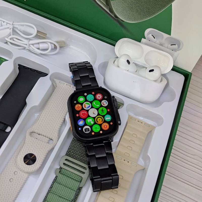 Smartwatch WS 80 Ultra 2 +Fone bluetooth com 7 Pulseiras