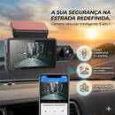 Dash Cam Veicular HD Dupla Frontal e Interna Automotiva com Gravação em Loop