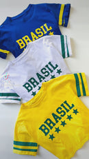 T-Shirt Cropped Estampada Brasil