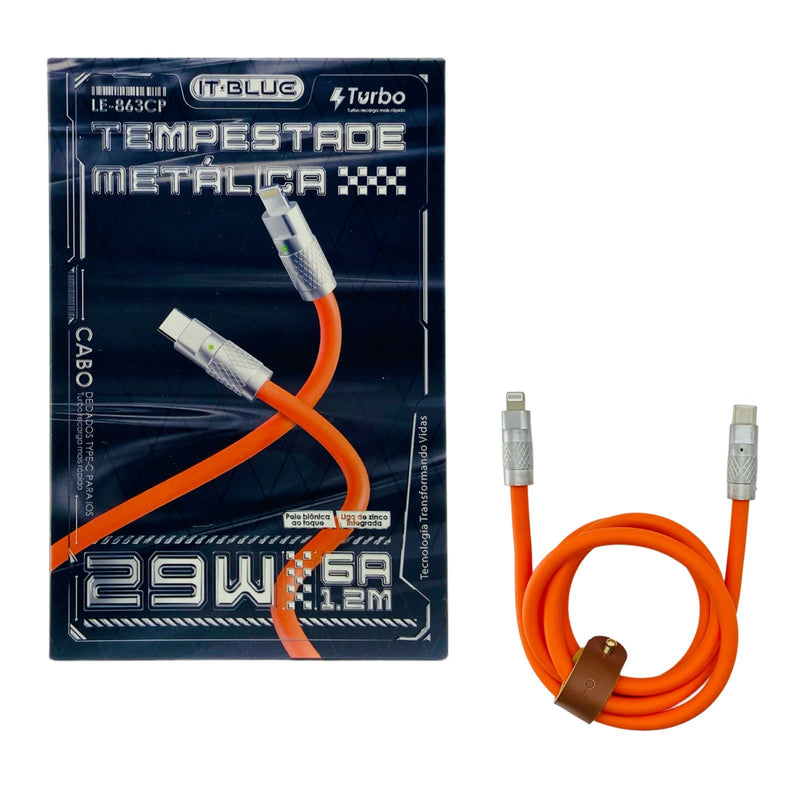 Cabo Tipo C  Lightning Tempestade Metálica LE-863CP