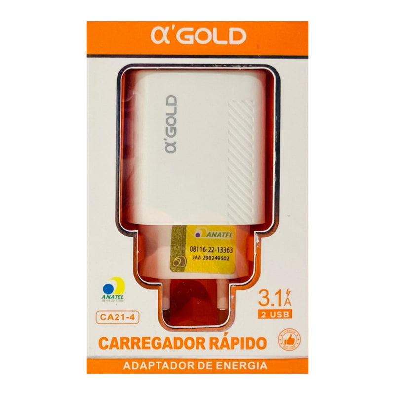 Fonte Carregador Celular AlphaGold Dois USB 3.1A