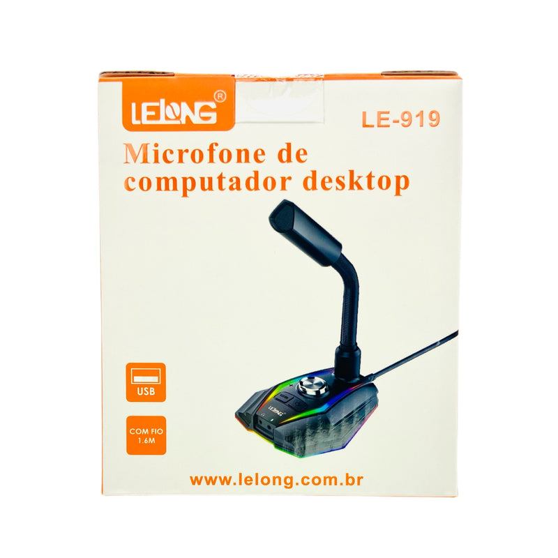 Microfone Gamer Lelong Para Computador Com Cabo 1.3 Metros LE-919