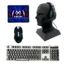 Kit Gamer Teclado Mouse Headset e Mouse Pad com Iluminação LED, USB, Som Estéreo e DPI Ajustável