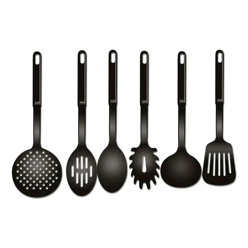 Conjunto Kit Utensílios Cozinha Nylon Colher Concha Escumadeira Espátula Pegadores