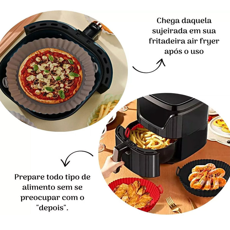 Forma de Silicone Flexível Reutilizável Antiaderente para Air Fryer