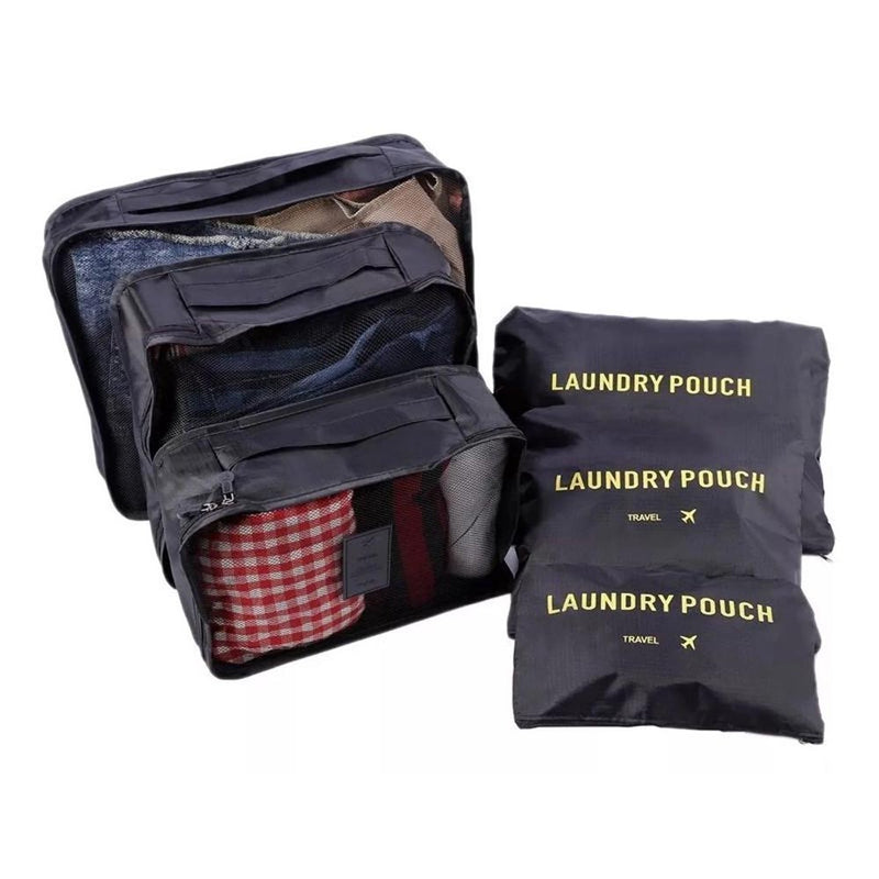 Kit 6 Sacos Organizador De Roupas Para Mala De Viagem Preto