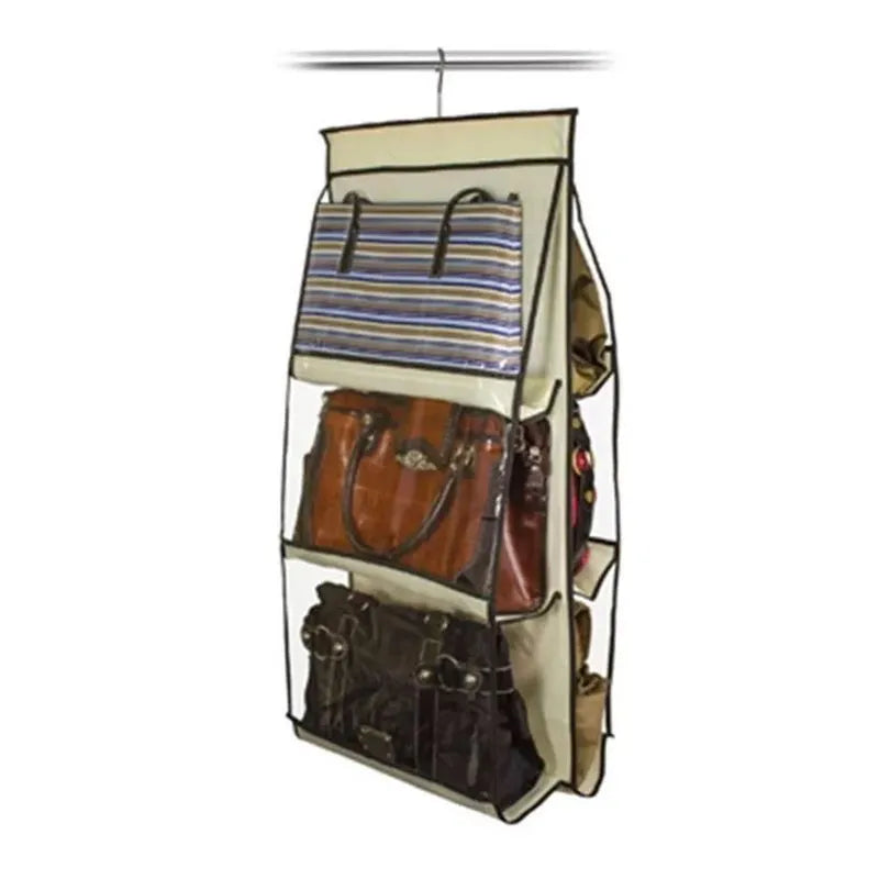 Suporte Organizador de Bolsas Para Cabide Guarda Roupa Porta 6 Lugares