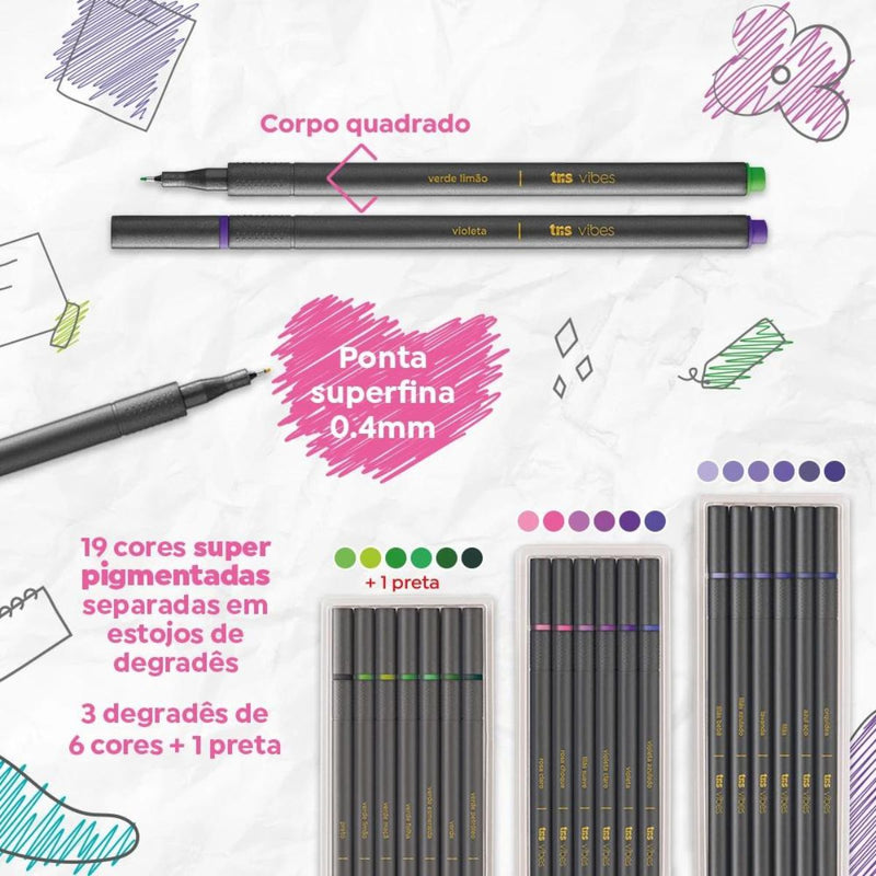 CANETA SUPERFINA VIBES - PRIMAVERA - 0,4MM -  TRIS